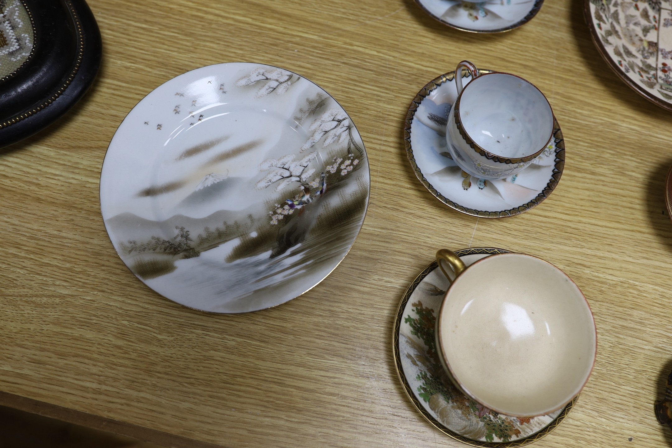 A group of Japanese ceramics, Meiji period and a bronze figure of Buddha